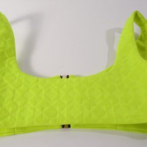 Milly Neon Lime Textured Zipper Cropped Sleeveless Bra Bralet Tank Top Sz XS